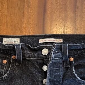 Levi's Premium Ribcage Dark Gray Denim Jeans 25 x27